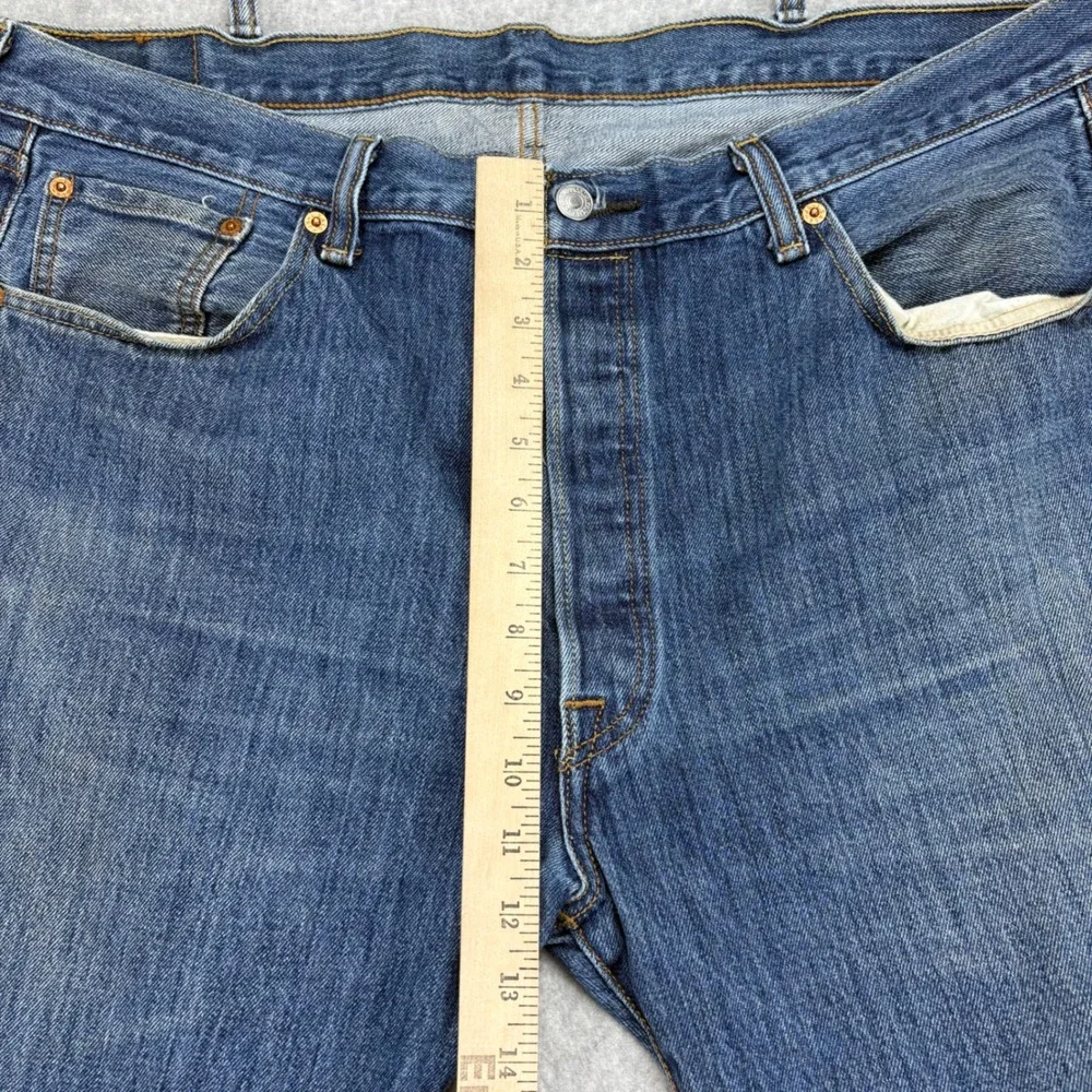 Levis 501 Jeans Mens 40x32 Blue Straight Leg Button Fly Thrashed Grunge Classic